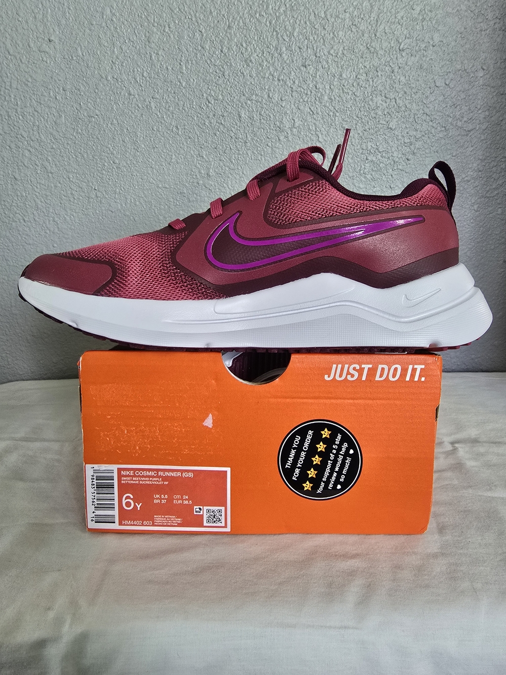 Nike Cosmic Runner Pink and Purple Athletic Sneaker - Picture 2 of 4